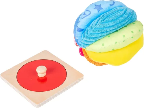 Miniatura 7 de Kit de Juguetes Montessori para Bebés - Espejo, Peekaboo, Rompecabezas con Asas, Bola de Tela Arcoíris - Para Niños de 6-12 Meses