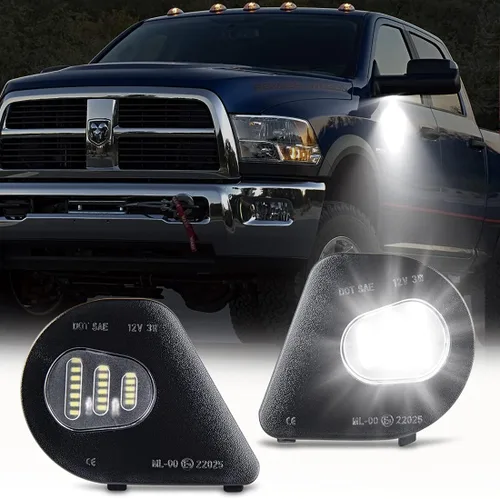 Miniatura 8 de Luces LED para placa de matrícula con clips de retención de metal para Dodge Ram 1500 2500 3500 2003-2018 lámpara de parachoques trasero 2PCS, 6000K