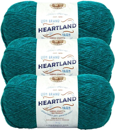 Miniatura 32 de Lion Brand Yarn Heartland Yarn - Hilo multicolor para tejer, tejer y tejer, paquete de 3, color congaree