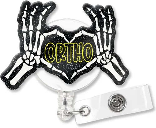 XQLZY Ortho Carrete de Insignia Retráctil Divertido con Purpurina Negra Banda Clip de Tiburón, Lindo Clip de Insignia de Amor de Hueso de Dedo