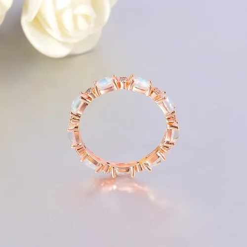 Miniatura 6 de CiNily Anillos de oro chapados en oro de 14 quilates, anillos de ópalo creado para mujer, compromiso Boda Anillos de compromiso de eternidad