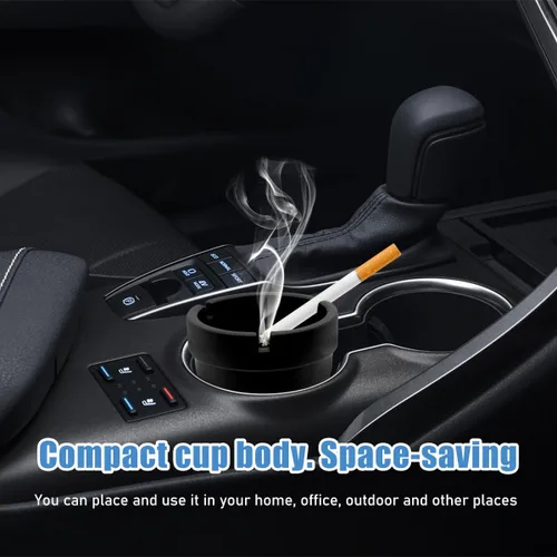 Miniatura 6 de Ohleats Cenicero de automóvil, sin humo, a prueba de olores, resistente al viento, autoextinguible, mini cubo de basura portátil para cigarrillos