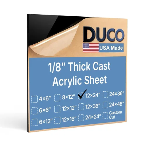 Miniatura 27 de Duco - Hoja de acrílico fundido transparente hecha en Estados Unidos, 1/8 de pulgada de grosor, 12 x 12 pulgadas, 1 paquete de láminas de plexiglás