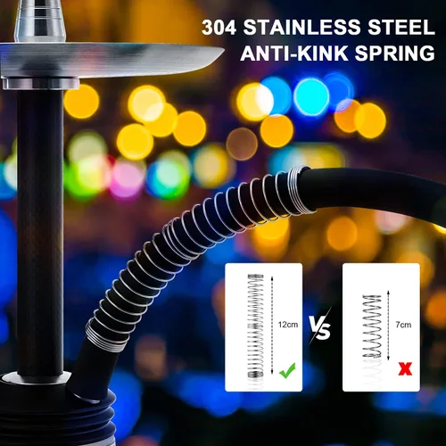 Miniatura 5 de Kitosun D-Hose Juego de manguera para cachimba – Accesorios para shisha premium de 1.1 pies de largo mango de boquilla de aluminio desmontable
