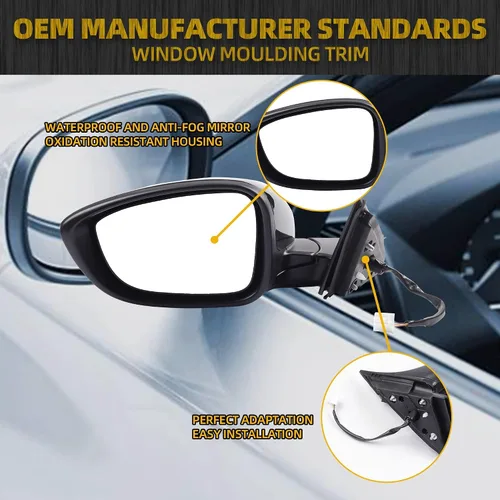 Miniatura 3 de Dasbecan Espejo para puerta lateral izquierda del conductor compatible con Honda Accord LX Sport 1.5T 2018-2025 Power No calentado Pintura