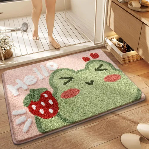 Miniatura 7 de Ankah Alfombra de ducha bonita, lujosa, absorbente y antideslizante, lavable a máquina para bañera, ducha y baño, 17.71 x 25.59 pulgadas, diseño