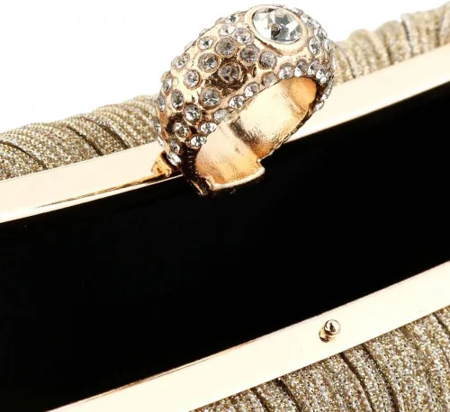 Miniatura 9 de Bolso de mano para mujer, plisado con purpurina y bolsa de noche con diamantes de imitación, para novia, boda, fiesta