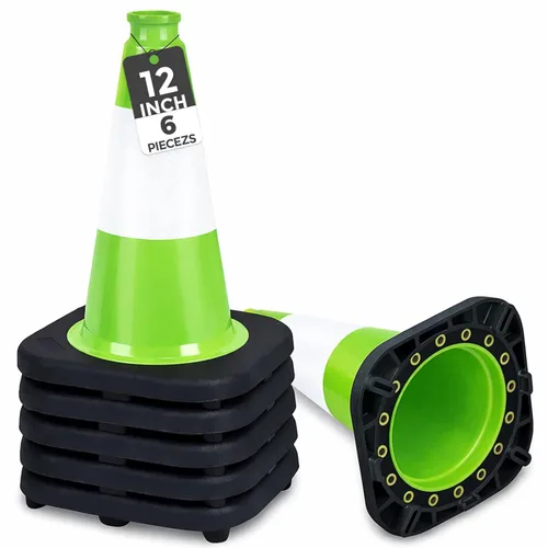 Miniatura 36 de BESEA Paquete de 4 conos de tráfico azules de 12 pulgadas con collar reflectante de 4 pulgadas, conos de seguridad de PVC resistentes con base