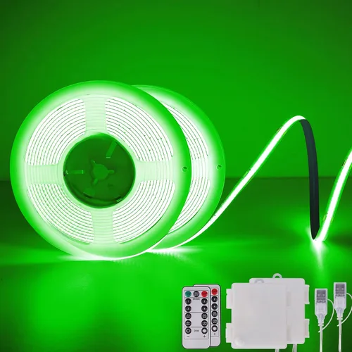 Miniatura 19 de OMIKA Tira de luces LED COB RGB de 6.6 pies, funciona con pilas, control remoto, regulable, cambio de color, tira de luces LED de batería, cortables