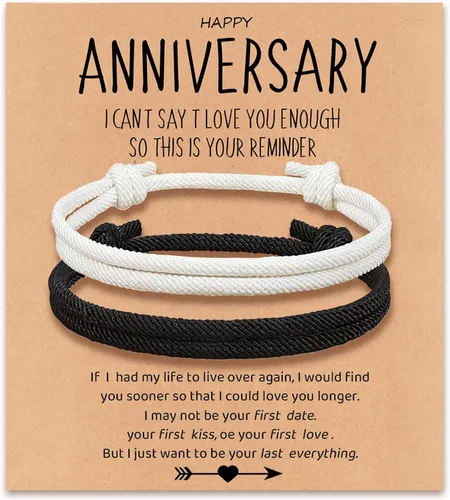Pulsera de cuerda ajustable a juego para parejas, pulsera de pareja, aniversario, día de San Valentín, cumpleaños, regalo de Navidad para él y ella
