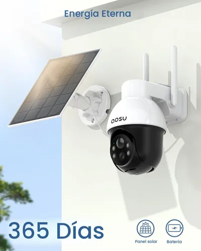 Miniatura 5 de aosu Cámara solar de seguridad para exteriores - Cámaras de seguridad inalámbricas para exteriores con vista panorámica de 360°, seguimiento