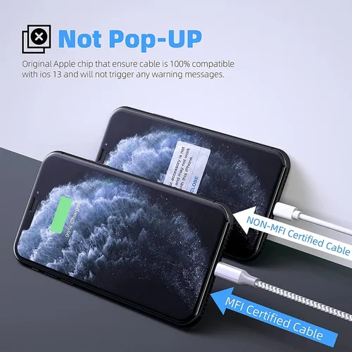 Miniatura 2 de Cargador para iPhone [certificado Apple MFi] Paquete de 3 cables Lightning de 10 pies de largo, carga rápida, sincronización de datos, cable USB