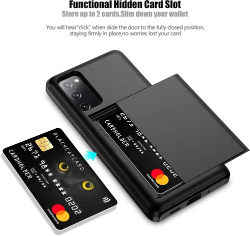 Miniatura 2 de Nvollnoe Funda para Samsung S20 FE con tarjetero de doble capa de protección resistente para Galaxy S20 FE, ranura para tarjeta oculta Funda delgada