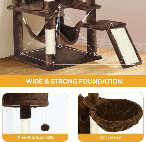Miniatura 6 de YITAHOME Árbol para gatos de 75 pulgadas de alto para interior: torre multinivel para gatitos con condominios para gatos, perchas superiores, rampa