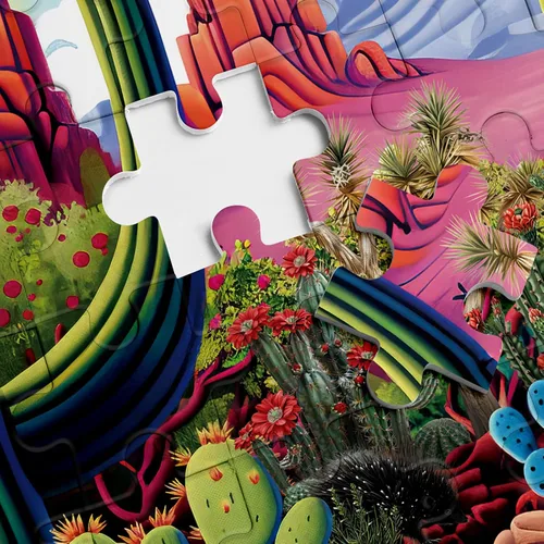 Miniatura 4 de Rompecabezas de Oasis de cactus del desierto para adultos, 1000 piezas de naturaleza, hermosas plantas, paisaje, rompecabezas de arte, rompecabezas