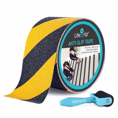 Miniatura 42 de Lifegrip - Cinta de tracción antideslizante, 4 pulgadas x 38 pies, mejor agarre, fricción, adhesivo abrasivo para escaleras, peldaños de pisada