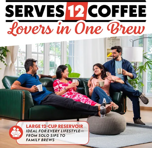 Miniatura 10 de Gourmia Cafetera 2 en 1 de una sola porción y 12 tazas, compatible con K-Cup, programable, pausa y servicio, filtro extraíble, jarra térmica