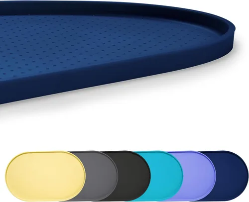 Miniatura 11 de Estera de comida para perros 100% impermeable de 0.5" con borde elevado, libre de BPA, de silicona, para mascotas, estera para gatos y perros que