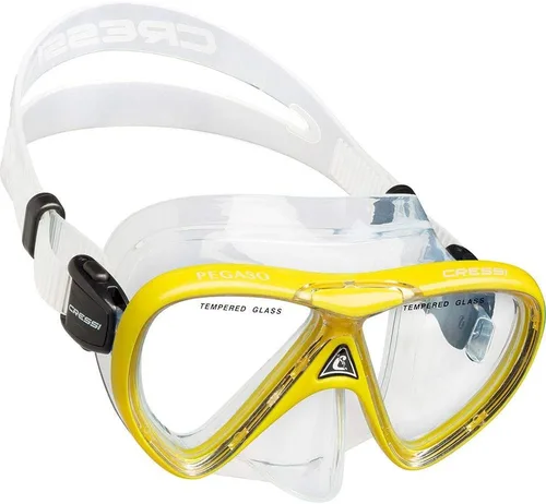 Miniatura 2 de Cressi Juego de silicona para snorkel (máscara y snorkel) para niños de 5 a 15 años - Pegaso & Iguana: diseñado en Italia Transparente/Amarillo
