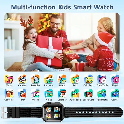 Miniatura 4 de Reloj inteligente para niños de 5 a 12 años, regalo de cumpleaños para niños y niñas, reloj con pantalla táctil HD con 32 juegos, cámara, grabadora