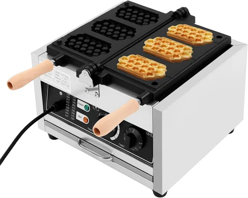 Máquina de hacer gofres eléctrica antiadherente comercial de 3 rebanadas de panal, máquina de hacer gofres eléctrica comercial antiadherente,