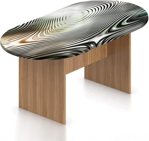 Miniatura 13 de XISUNYA Mantel ovalado ajustable de poliéster elástico, mantel colorido con estampado de zigzag cheurón, para feliz día de Navidad, se adapta a