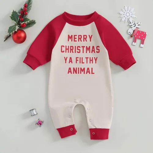 Miniatura 37 de FYBITBO Ropa de bebé niño niña Santa manga larga mono mameluco recién nacido primera Navidad traje de una pieza