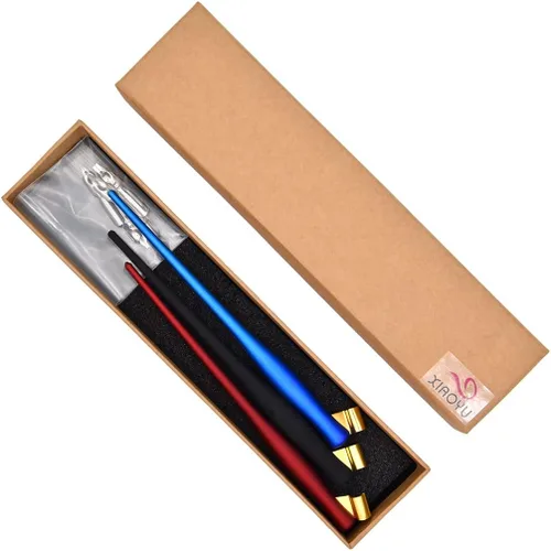 Miniatura 6 de XIAOYU Juego de bolígrafos oblicuos de madera, juego de caligrafía para principiantes, 5 puntas de caligrafía, 3