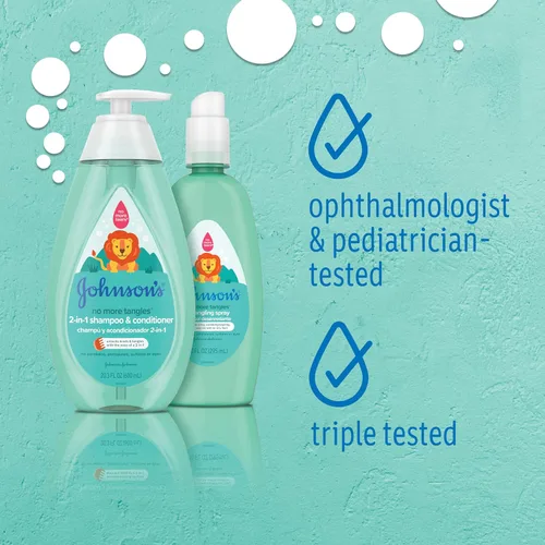 Miniatura 2 de Johnson's No More Tangles - Spray desenredante para niños pequeños y niños para desenredar nudos en el cabello, hipoalergénico y sin parabenos