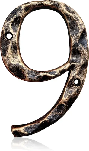 Números y letras de casa de 5.5 pulgadas, número de dirección de casa de metal de hierro fundido altamente visible para buzón de oficina de calle,