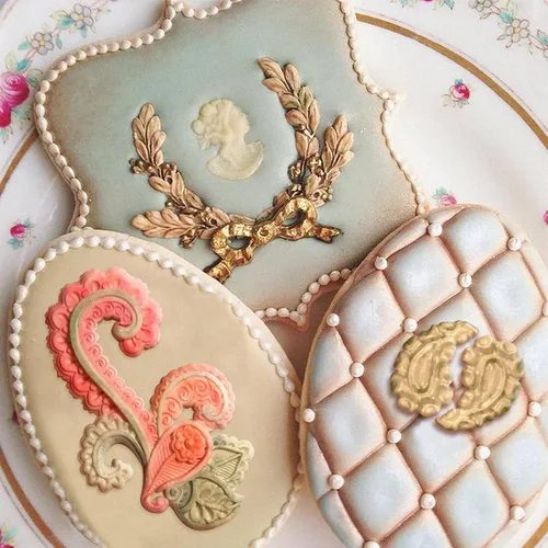 Miniatura 4 de Molde de silicona de caramelo de encaje de cachemira, follaje y helechos para fondant, borde de pastel, decoración de cupcakes, fundición de resina