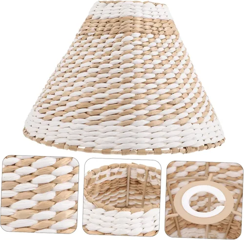 Miniatura 9 de LIFKOME Pantalla tejida para lámparas de pie de mesa, cubierta de luz de tejido retro, pantalla decorativa para sala de estar, dormitorio, estudio