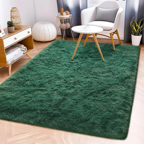 Miniatura 107 de Awaytail Alfombra Esponjosa Lavable 2x3 Pies, Pura Negra Alfombra para Silla de Escritorio Antideslizante, Alfombra Supersuave para Niños
