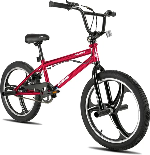 Miniatura 14 de Hiland - Bicicleta BMX de 20 pulgadas para niños y niñas de 5 a 12 años, giro de 360 grados, 4 clavijas, bicicleta BMX de una velocidad para niños