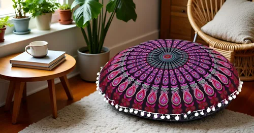 Miniatura 5 de CRAFT KALA Funda de Cojín Grande de Suelo Hippie Mandala Funda de Cojín de Meditación Funda de Puf Redondo Funda de Cojín Bohemia para el Suelo