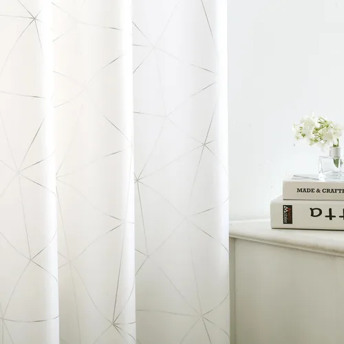 Miniatura 24 de Taisier Home Paneles de Cortinas de Ventana de Lino Dorado con Ojales Estampado de Lámina de Azulejos Geométricos Marroquíes Metálicos Cortinas