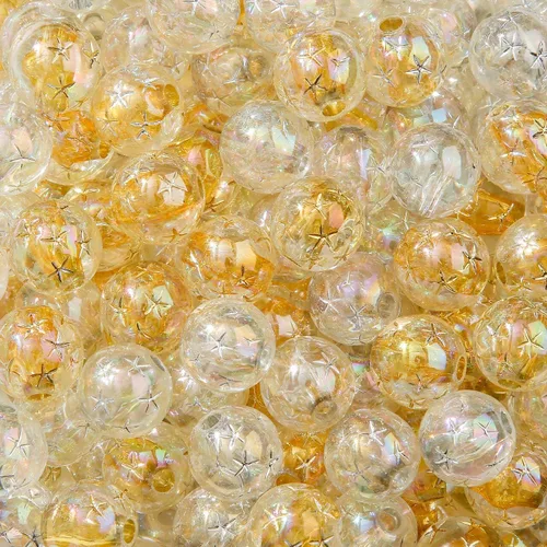 Miniatura 32 de Cuentas acrílicas de 0.630 in, 100 cuentas de bolígrafo de color arcoíris Ab, cuentas de chunk Bubblegum para bricolaje para hacer joyas, pulseras
