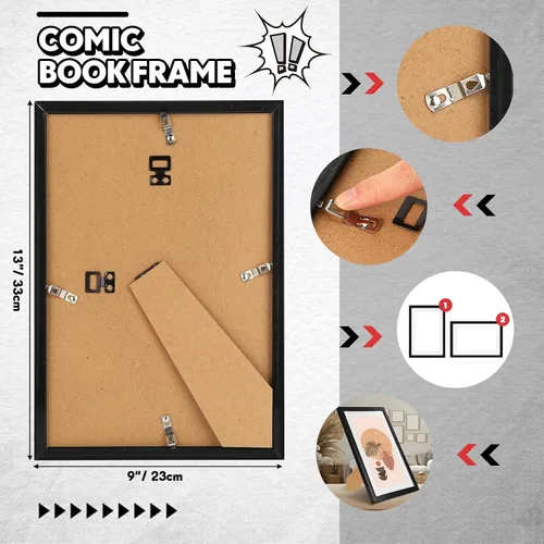 Miniatura 3 de Geetery - Juego de 16 marcos para cómics, con protección UV, marcos para revistas de cómics que se ajustan hasta 17,1 x 25,7 cm, para pared o mesa