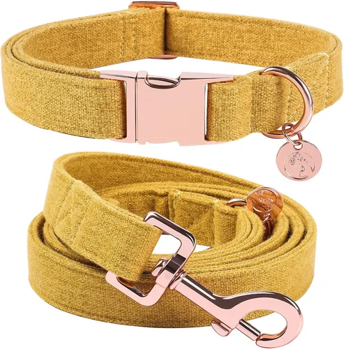 Miniatura 6 de DOGWONG Collar y correa de algodón para perro, collar para mascotas, suave, duradero, básico, para perros pequeños, medianos y grandes Negro
