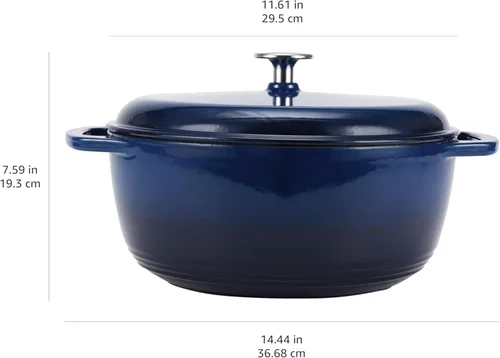 Miniatura 4 de Amazon Basics - Olla de horno holandés de hierro fundido con tapa, esmaltada, redonda, con asas dobles, resistente, pequeña, 7.3 cuartos de galón