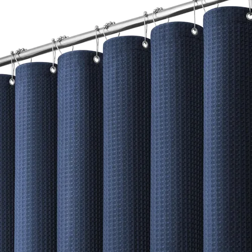 Miniatura 51 de Dynamene cortina de ducha de lino burdeos - cortinas de tela de nido de abeja texturizadas y resistentes para baño, 256GSM, juego de cortinas