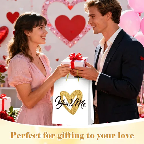 Miniatura 6 de D4DREAM Bolsa de regalo de San Valentín – Bolsa de regalo de aniversario de 13 pulgadas con papel de seda para mujeres, hombres, novio, novia, 7-1