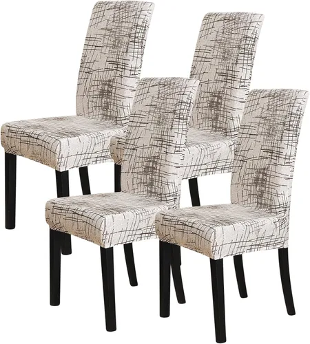 Miniatura 20 de FORCHEER Juego de 6 fundas para sillas de comedor, fundas elásticas para sillas de cocina, 6 piezas, fundas para silla Parson, paquete de 6, Flores