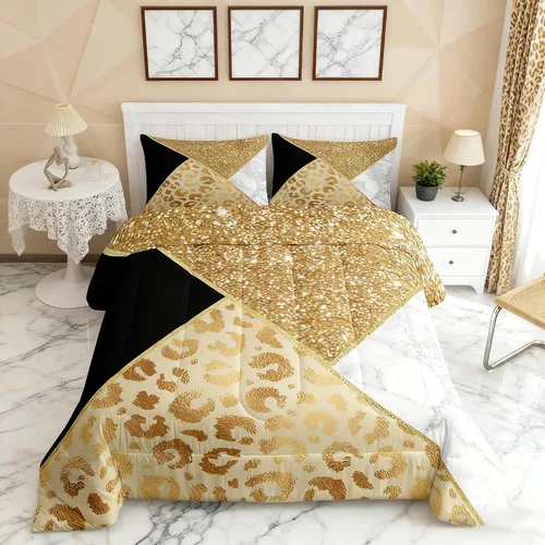 Miniatura 10 de Juego de edredón Manfei Leopardo Rosa Tamaño Individual, Juego de ropa de cama con estampado de cebra negro y blanco 2 piezas para decoración