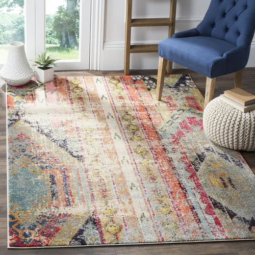 Miniatura 11 de SAFAVIEH colección Monaco MNC222F - Alfombra de 8' x 10', diseño boho chic con detalles tribales y efecto desgastado, no desprende pelusa y de fácil
