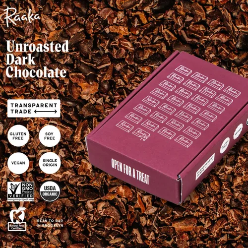 Miniatura 4 de Raaka Caja de regalo de chocolate negro Paquete variado de mini chocolate negro Orgánico, vegano, sin gluten Caja de 30 chocolates envueltos