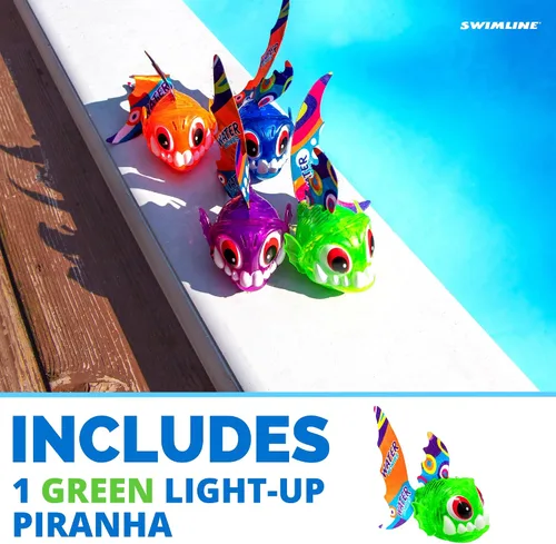 Miniatura 4 de Swimline Paquete de 1 juguete de buceo original con luz LED brillante de animales marinos, piraña para atrapar el pez, juego de recuperación