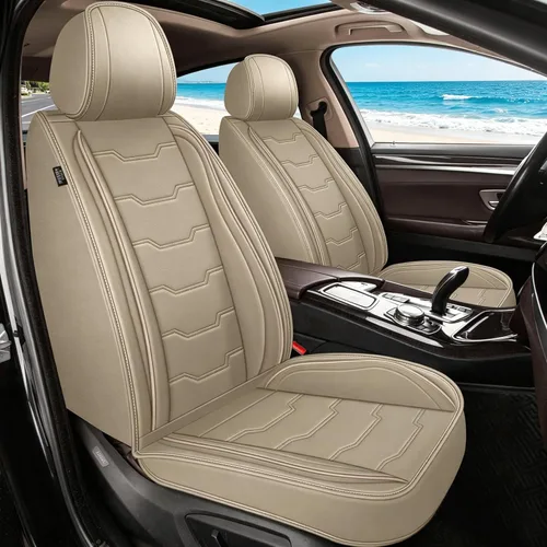 DISUTOGO 2 Front Seat Covers for Hyundai Tucson 2005-2024 2025 2026, Waterproof Faux Leather Car Seat Covers Easy Clean & Compatible Airbag