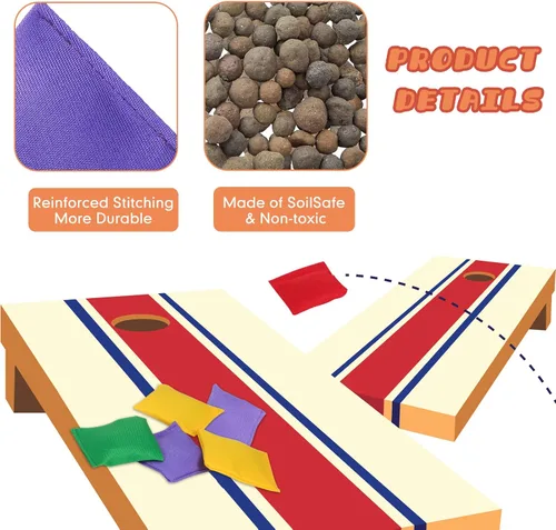 Miniatura 5 de Jerify 72 mini pufs para niños, a granel, mini bolsas de frijoles coloridos para lanzar niños, familia y adultos, juegos de patio al aire libre