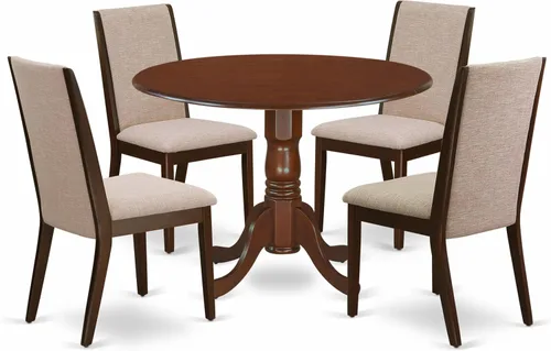 Miniatura 15 de East West Furniture DLLA3-ABK-47 - Juego de mesa de comedor de 3 piezas que contiene una mesa de cocina redonda con gotas y 2 sillas de comedor